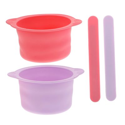 Healeved 4pcs Silicone Wax Pot Liner Foldable Non-stick Wax Bowls Hair Removal Spatulas Reusable for Home and Travel Waxing