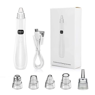 Blackhead Extractor Rechargeable USB Port Blackhead Remover 3 Speeds Control Pore Vacuum with 5 Probes Pore Extractor Portable Pimple Extractor for Women and Men White