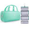 Chakipee Travel Hanging Toiletry Bag for Women - Waterproof Cosmetic Organizer with Clear Window, Lightweight Bathroom Bags for Essentials, Makeup, Shampoo, Toiletries Green, Medium view 1