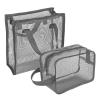Adorila Travel Mesh Shower Caddy Portable Bag, Shower Organizer Toiletry Storage Pouch with Quick Drying Mesh, Large Capacity Shower Tote Bag for Dorm Gym Beach (2 Pack, Grey) view 1