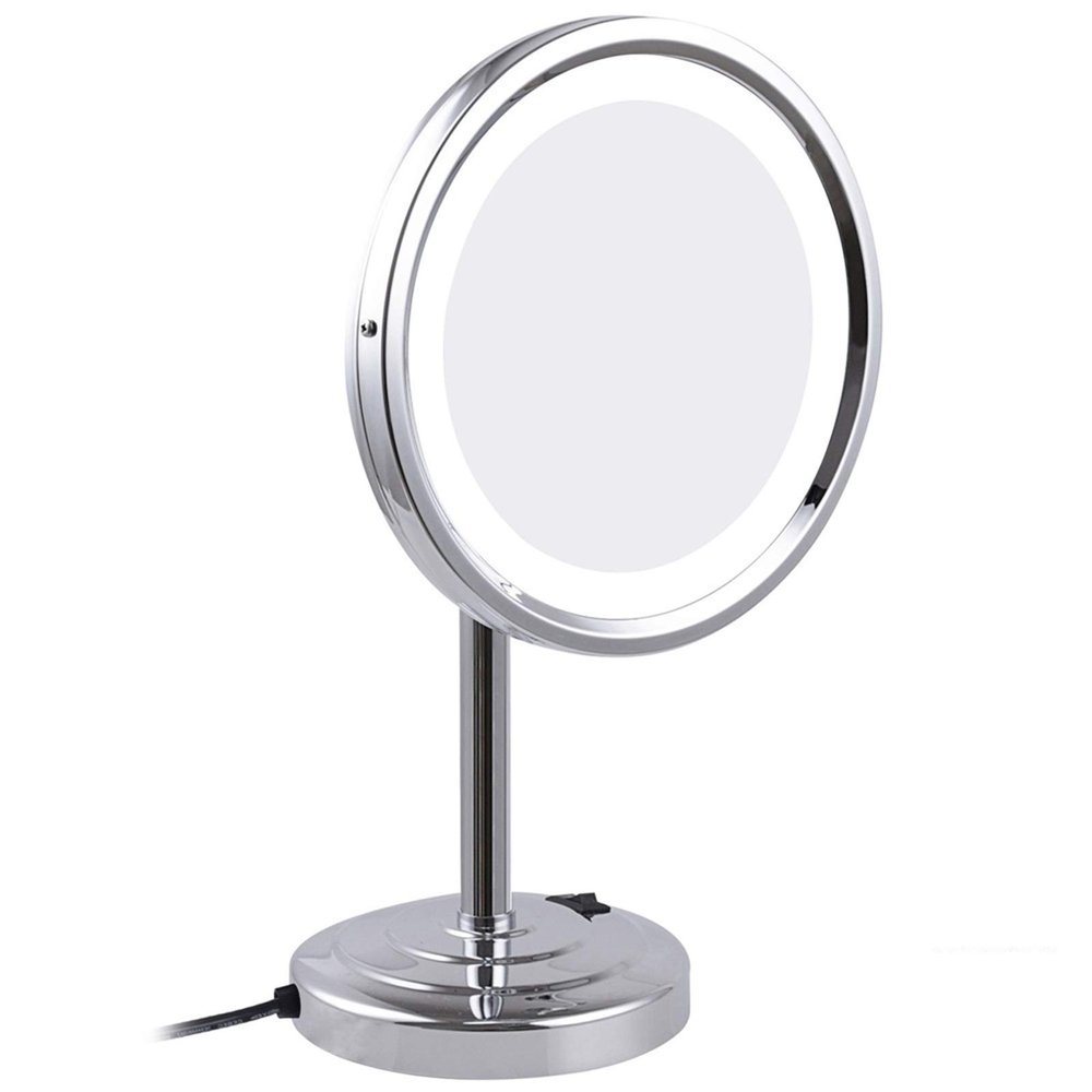 CZCZC Makeup Mirror with Lights, 8 Inch Brass Magnification Countertop Vanity Mirrors, Rotation Illuminated Cosmetic Mirror