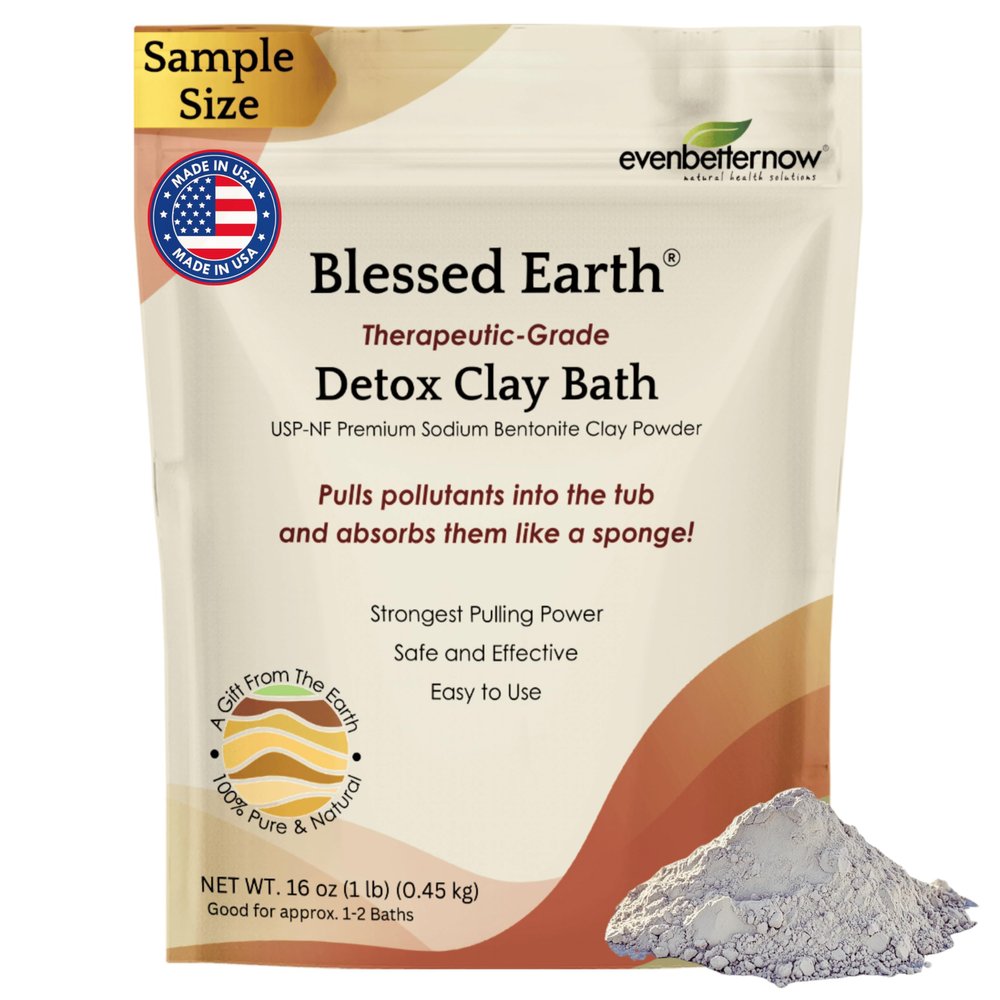 Blessed Earth Detox Clay Bath, 100% Pure Sodium Bentonite Therapeutic Grade Cleansing and Purifying, by Evenbetternow LLC, Sample Size 1 lb (16 oz)