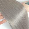 Human Hair Bundles Straight Bundles with Frontal 13x4 Silver Colored Hair 3 Bundles With Closure Brazilian Remy Human Hair Extensions Hair Extensions(8 Inch) view 4