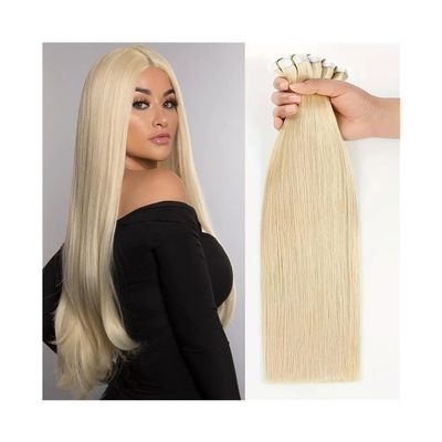 Tape in Hair Extensions Tape In Hair Extensions Invisible Seamless #613 Bleach Blonde Straight Hair Extensions Remy Human Hair 50g/Pack 20pcs Skin Weft Tape In Extensions Tape in Extensions(16 inches)