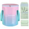 EWCEFIC 33L Folding Bucket Foot Bath, Multi-Function Portable Foot Tub Bag with Handle, Travel Outdoor Camping Portable Foot Bubbles Fishing (Teal) view 1