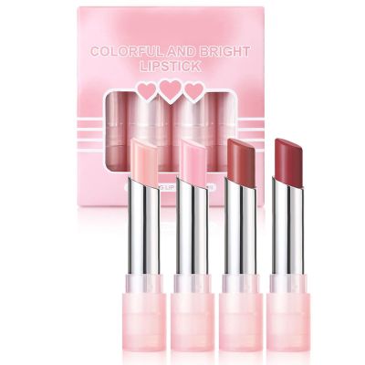 4 Pcs/Set Colorful Lipstick Set Soft Matte Lipstick Bright Lipstick Nourishing Moisturizing Lipstick For Dating