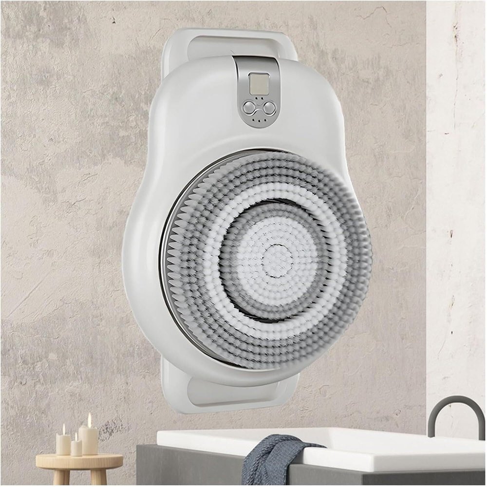 APKLJIUY Smart Wall Mounted Exfoliating Brush,Electric Shower Brush Body Scrubber Exfoliating Massage,for Shower and Deep Cleansing,360 Automatic Rota-Tion