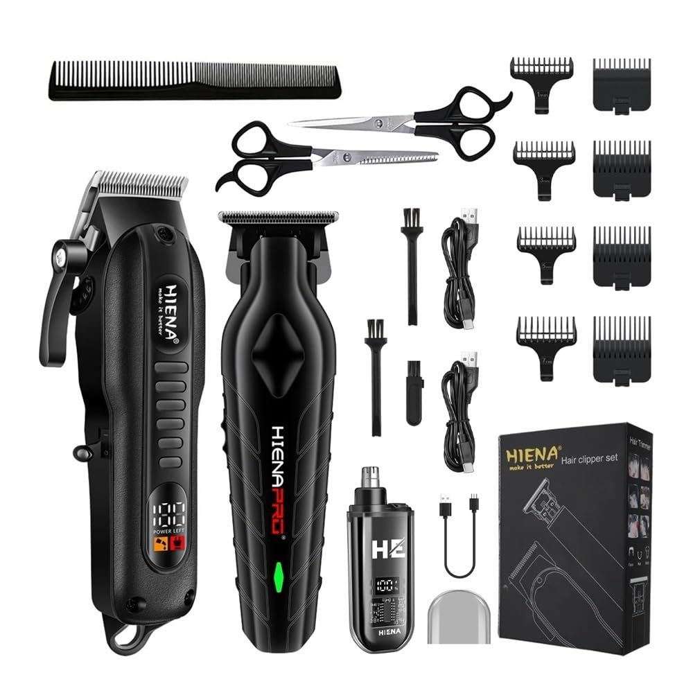 EWKYLSEM Razors HIENA Professional Rechargeable Hair Clipper Set,USB Charging, Small Portable Easy to use at Home,Fast Trim Without Pulling Hair(Black 3-Piece Set A)
