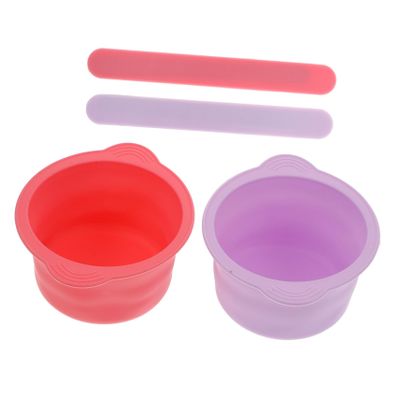 SKISUNO 4pcs Silicone Wax Warmer Bowls for Hair Removal Non-stick Wax Liner and Spatula Foldable Face Mask Bowl Complete Waxing