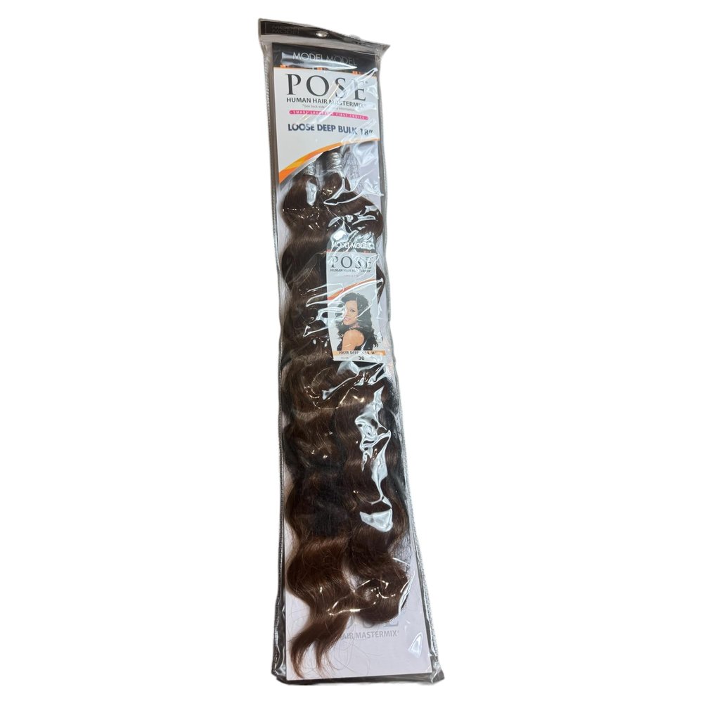 Pose Human Hair Extensions, Loose Deep Bulk 18 inches, Dark Brown