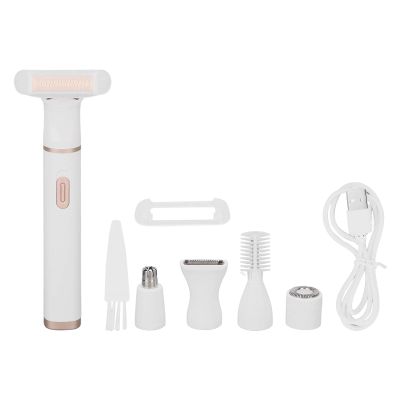 5 in 1 Women Electric Trimmer Rechargeable Pubic Hair Clippers and Trimmer Low Noise Body Depilator for Face Nose Hair Eyebrows Whole Body
