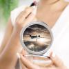 HKMNTGD Travel Compact Makeup Mirror Cute Pocket Round Folding Mirror Airplane Flying in The Air Printed Portable 2 X 1x Magnification Makeup Mirror, Ideal for Handbag, Girls Gift view 4