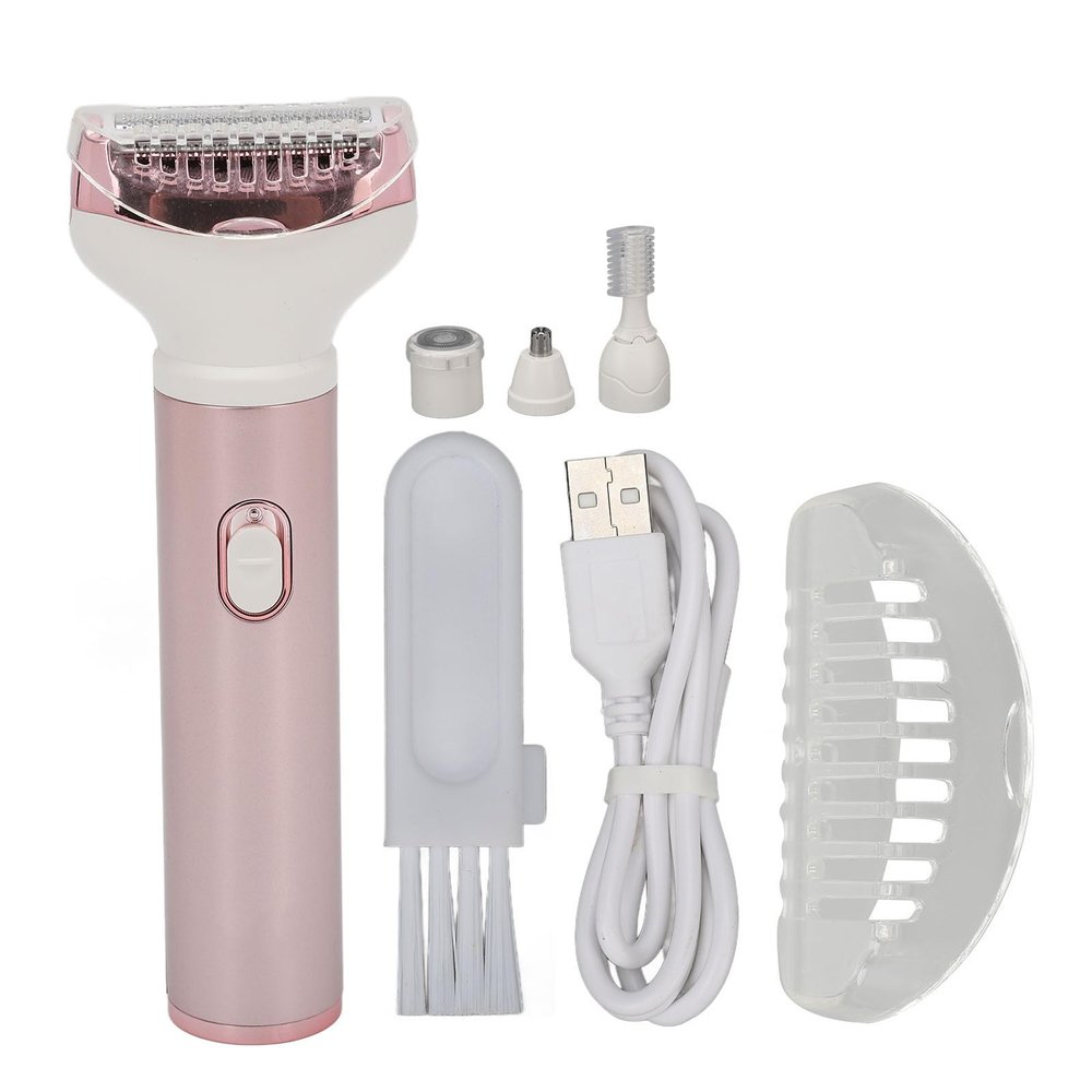 4 in 1 Hair Trimmer Women Multi Functional Trimmer Portable Painless Cordless Electric Hair Trimmer Rechargeable Ladies Epilator for Eyebrow Beard Nose Body Hair
