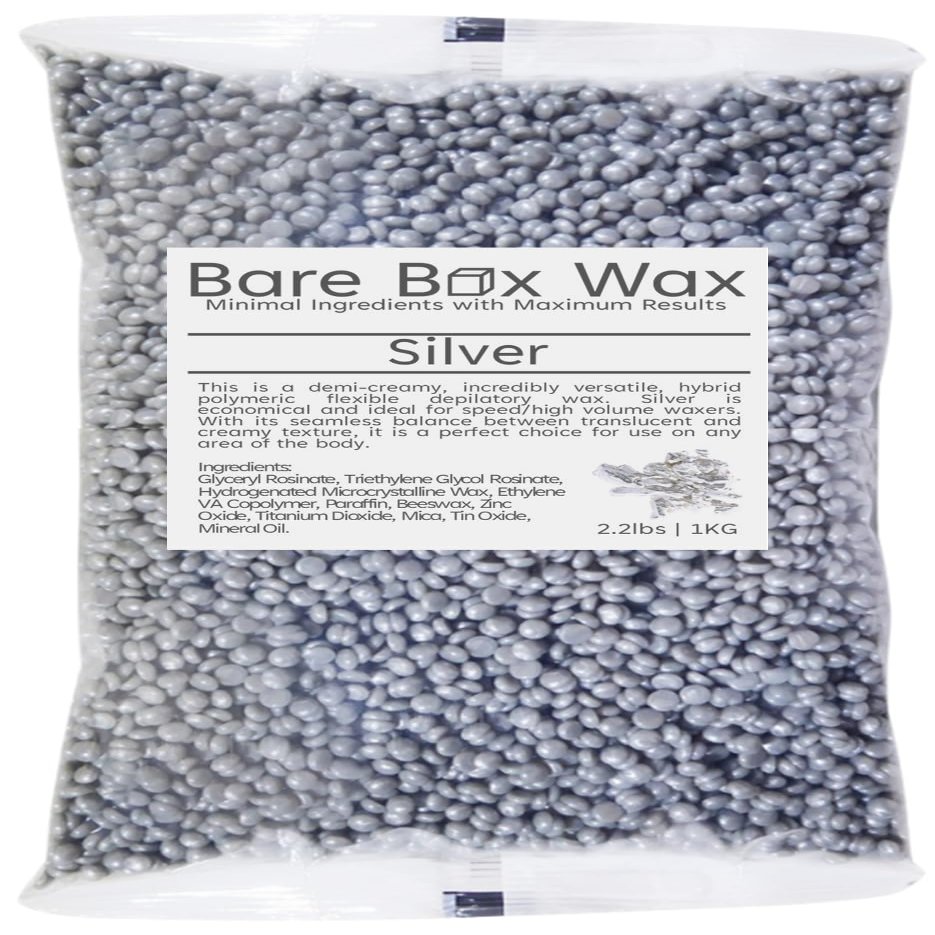 Bare Box Wax Silver - Hard Stripless Wax Beads 1kg/2.2lbs. Bag