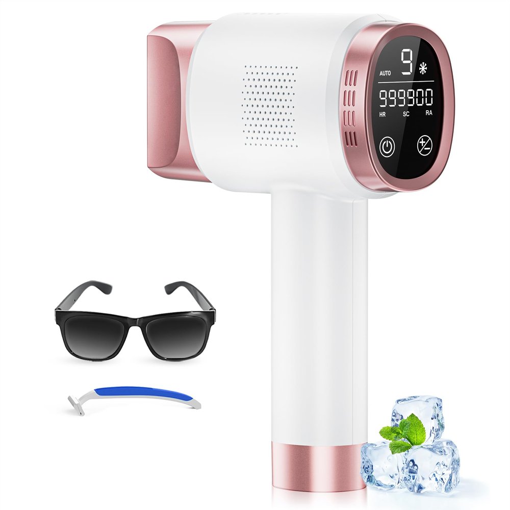 Aopvui Laser Hair Removal for Women and Men, IPL with Ice-Cooling System for Nearly Painless And Long-Lasting Result At-Home Permanent Hair Removal Device 999999 Flashes for Whole Body Use