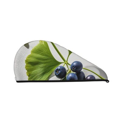 STVYUKL Ginkgo Leaves and Berries Hair Drying Cap Super Absorbent Soft Hair Drying Towel Quick Dry Coral Velvet Drying Hair Caps Hair Turban for Women Wet Hair Long Thick Hair