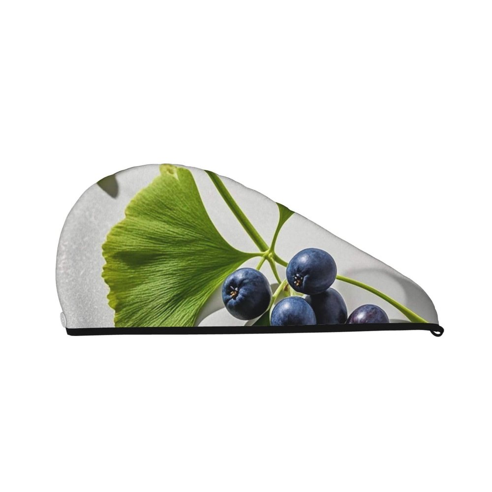 STVYUKL Ginkgo Leaves and Berries Hair Drying Cap Super Absorbent Soft Hair Drying Towel Quick Dry Coral Velvet Drying Hair Caps Hair Turban for Women Wet Hair Long Thick Hair