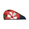 LHBWCVN Hawaii Flower Red Hair Towel Wrap for Women Hair Cap Coral Velvet Hair Drying Cap with Button Super Absorbent Hair Drying Towel Quick Dry Hair Turban for Wet Hair Long Thick Hair view 1
