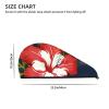 LHBWCVN Hawaii Flower Red Hair Towel Wrap for Women Hair Cap Coral Velvet Hair Drying Cap with Button Super Absorbent Hair Drying Towel Quick Dry Hair Turban for Wet Hair Long Thick Hair view 4