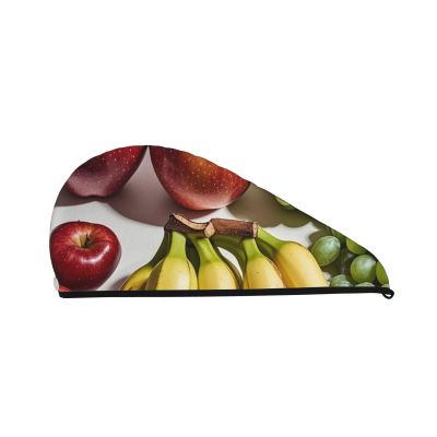 STVYUKL Fresh Fruits Hair Drying Cap Super Absorbent Soft Hair Drying Towel Quick Dry Coral Velvet Drying Hair Caps Hair Turban for Women Wet Hair Long Thick Hair