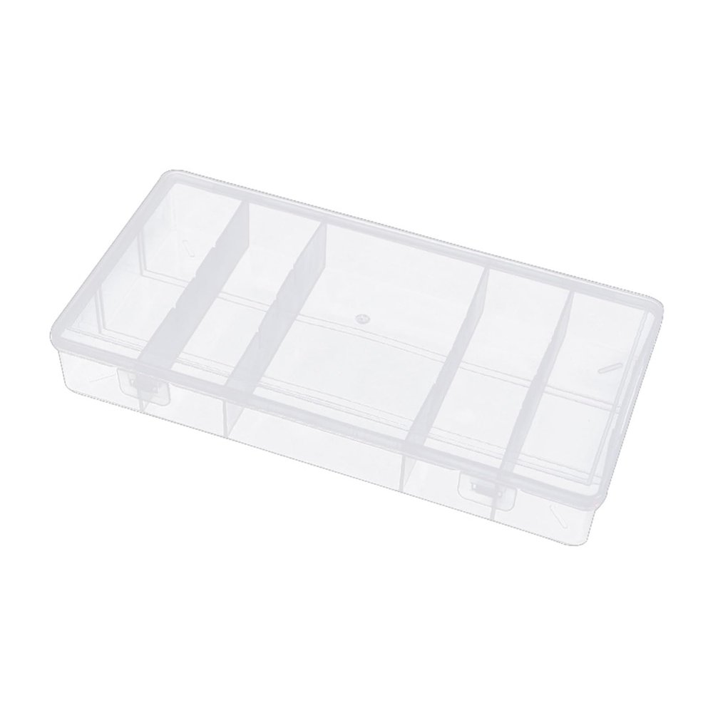 Clear Eyelash Tool Case With 5 Sections And Protective Lid Storage Box For Beauty Salon Supplies