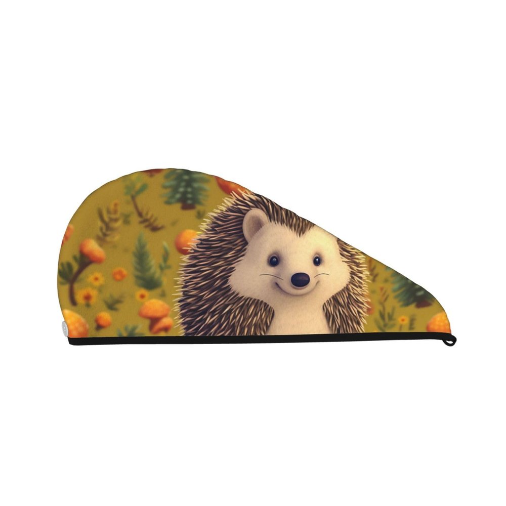 LPTSVBN Hedgehog Hair Drying Cap Coral Velvet Hair Towel Wrap with Button Quick Dry Hair Cap for Women Soft Absorbent Hair Turban Hair Drying Towel for Wet Hair Long Thick Hair