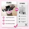 3 in 1 Makeup Rolling Train Case, Cosmetic Travel Trolley Storage Sliding Drawer 4 Tray Professional Cosmetic Organizer Box with 3 Keys Swivel Wheels for Make Up Hairstylists Nail Tech (Pink) view 3