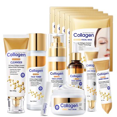 Collagen Skin Care Set,13-In-1 Travel Skincare Kits for Firming Skin, Shrink Pores, Anti Aging Skincare Set for Reduce Wrinkles.Smooth Fine Lines.Hydrating,Facial Kits for Women & Girls.