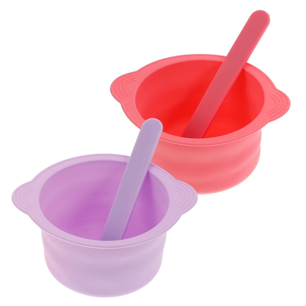 NULYLU 4pcs Silicone Wax Pot Liner Foldable Non-stick Wax Heating Bowl for Hair Removal Includes Scraper Sticks Reusable Melting Kit and