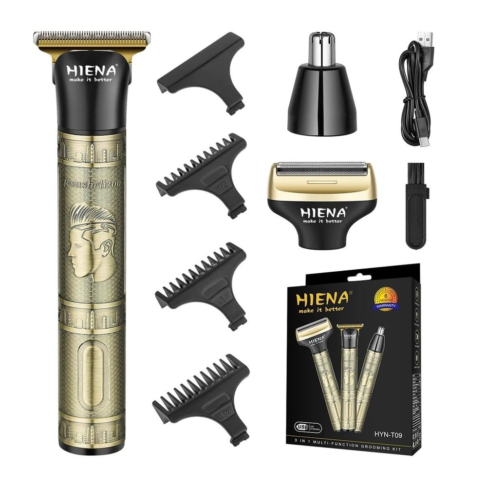 EWKYLSEM Razors 3-in-1 Precision Hair Cutting Machine- T-Blade Clipper and Wireless Beard Trimmer with USB Charging, Nose Hair Trimmer