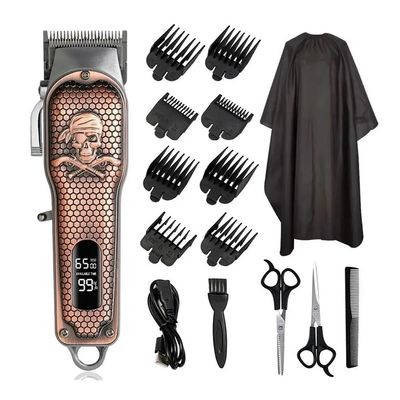 EWKYLSEM Razors Hair Clipper, Professional Electric Hair Clipper USB Charging LED Smart Display Screen Multi-Functional high Power Hair Clipper(Red Skull)