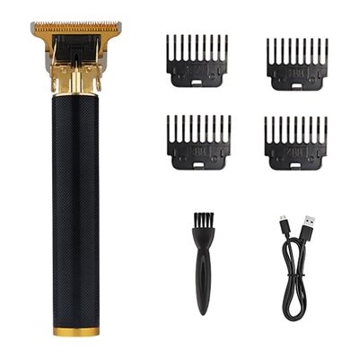 EWKYLSEM Razors Popular T9 Electric Hair Clipper Men's Beard Trimmer Men's Hair Trimmer USB Charging T-Shaped Cutter Head Zero Gap Trim(Black Grid)