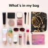 LNNIUK black and gold flowers print Makeup Bags for Purse Zipper Cosmetic Pouch Large Travel Canvas Make Up Organizer view 2