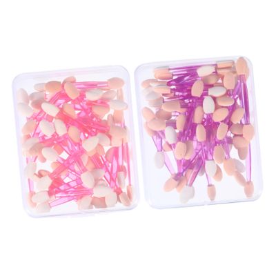 FRCOLOR 100pcs Double-ended Eyeshadow Applicators Soft Non-latex Sponge Makeup Brushes for Precise Eye Makeup for Travel Parties Weddings and Daily Use