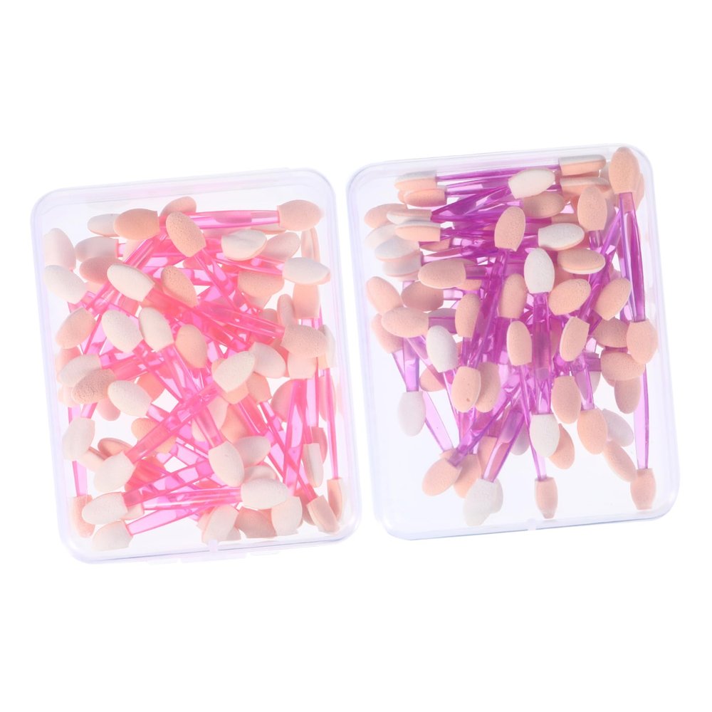 FRCOLOR 100pcs Double-ended Eyeshadow Applicators Soft Non-latex Sponge Makeup Brushes for Precise Eye Makeup for Travel Parties Weddings and Daily Use
