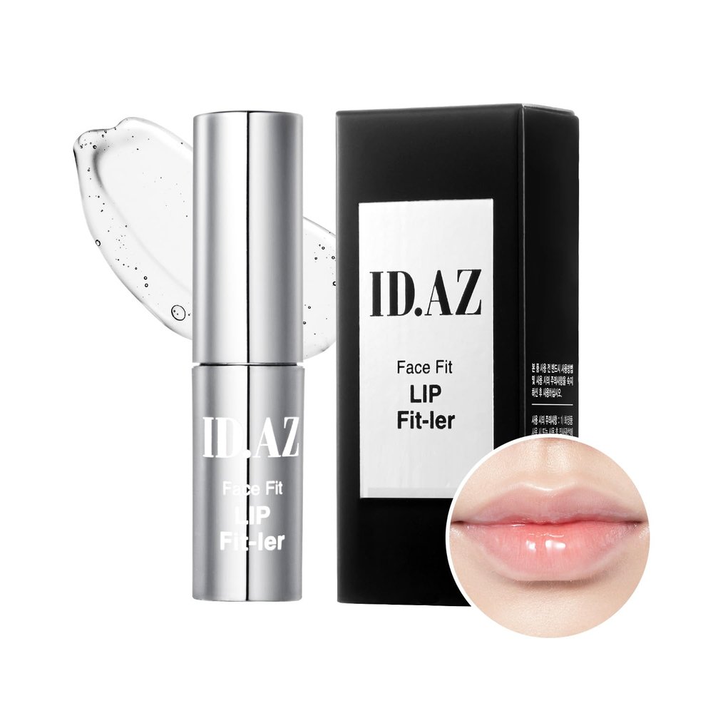 idplacosmetics ID.AZ Face Fit Lip Fit-Ler (Clear) 0.12 fl.oz (3.5 g)  Hydrating, High-Shine Lip Plumper Gloss with Maxi-Lip Peptide Glass-Like Finish, Wear Alone or as Topper Korean Lip Gloss.