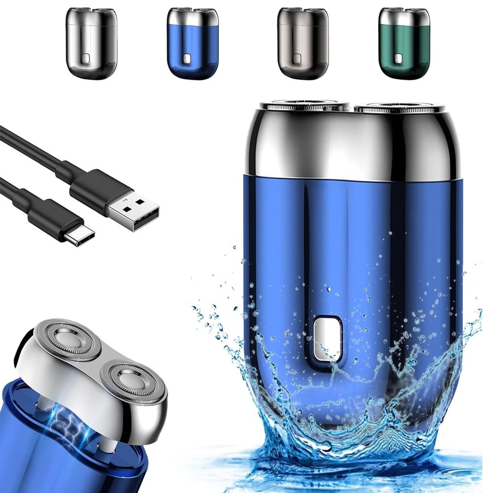 Electric Razor - Peony Shaver for Men, Floating 4d Shaving Head for Precision, 2026 New Mini Razor Dual Head Portable, Double-Ring Magnetic Cutter, Unisex (Blue)