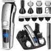 Beard Trimmer for Men - Waterproof Electric Razor for Face, Body, Mustache & Nose Hair, Cordless Grooming Kit with 6 Trimmer Heads & 5 Adjustable Combs, Rechargeable Hair Clippers for Men (Silver) view 1