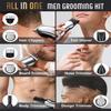 Beard Trimmer for Men - Waterproof Electric Razor for Face, Body, Mustache & Nose Hair, Cordless Grooming Kit with 6 Trimmer Heads & 5 Adjustable Combs, Rechargeable Hair Clippers for Men (Silver) view 4