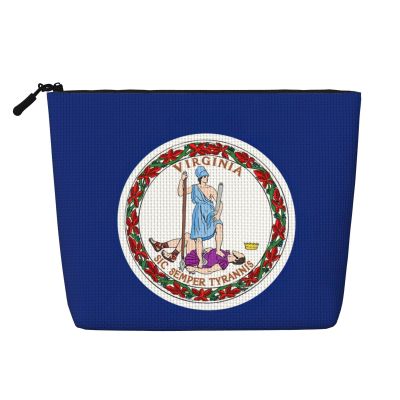 YQxwJL Flag of Virginia print Cosmetic Bag, Makeup Bag Organizer with Zipper Cute Make Up Pouches Travel Szie Toiletry Bag