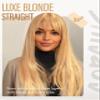 GORGIUS Straight Glueless Wig with Bangs Golden Blonde Layered Hair Ready-to-Go Synthetic Bang Wigs with Realistic Scalp 24 Inch view 2