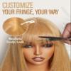 GORGIUS Straight Glueless Wig with Bangs Golden Blonde Layered Hair Ready-to-Go Synthetic Bang Wigs with Realistic Scalp 24 Inch view 3