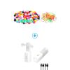 100Silicone Hair Beads & 2 Rechargeable Flashlight with Fan, 2in1 Mini Handheld Fan with Light, Pocket USB-C Rechargeable Hand Fan, Portable Fan Cooling and Lighting Solution for Summer Travel, C view 1