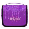 KFNHN Personalized Hanging Toiletry Bag for Women, Large Capacity Travel Custom Name For Birthday, Anniversary, Wedding Deep Purple Bling Glittering view 1