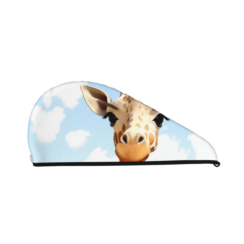 LHBWCVN Giraffe Hair Towel Wrap for Women Hair Cap Coral Velvet Hair Drying Cap with Button Super Absorbent Hair Drying Towel Quick Dry Hair Turban for Wet Hair Long Thick Hair