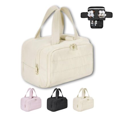 4-in-1 Multifunctional Travel Cosmetic Bag, Large-Capacity Travel Cosmetic Bag, 4-in-1 Puffy Multi-functional Toiletry Bag, 2025 New Camping Toiletry Bag for Women Traveling (Beige)