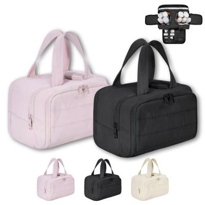 4-in-1 Multifunctional Travel Cosmetic Bag, Large-Capacity Travel Cosmetic Bag, 4-in-1 Puffy Multi-functional Toiletry Bag, 2025 New Camping Toiletry Bag for Women Traveling (Pink+Black)
