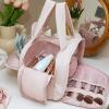 4-in-1 Multifunctional Travel Cosmetic Bag, Large-Capacity Travel Cosmetic Bag, 4-in-1 Puffy Multi-functional Toiletry Bag, 2025 New Camping Toiletry Bag for Women Traveling (Beige+Pink) view 3
