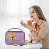 GROBTE Personalized Name Makeup Bag with Birth Flower, Custom Travel Cosmetic Bags Floral Makeup Bag Brush Case Gift for Women view 3