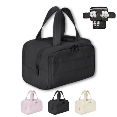 4-in-1 Multifunctional Travel Cosmetic Bag, Large-Capacity Travel Cosmetic Bag, 4-in-1 Puffy Multi-functional Toiletry Bag, 2025 New Camping Toiletry Bag for Women Traveling (Black)